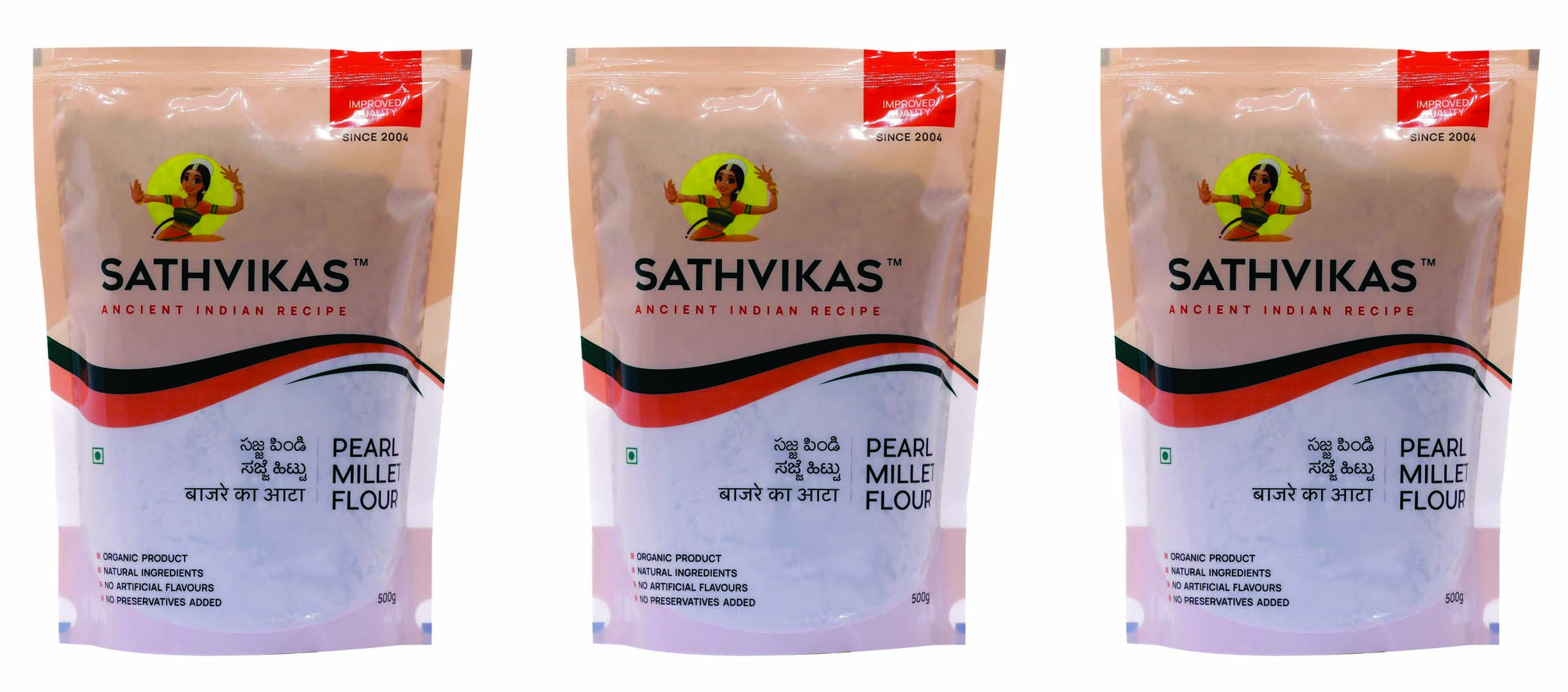 Sajjalu Flour / Pearl Millet Flour (500 grams) Pack Of 3.